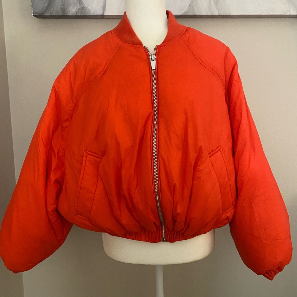 Zara Orange Bomber Jacket